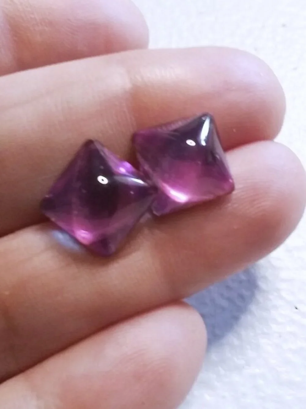 Intense Pink Hues: Versatile Iridescent Shimmering Square Stud Post Earrings